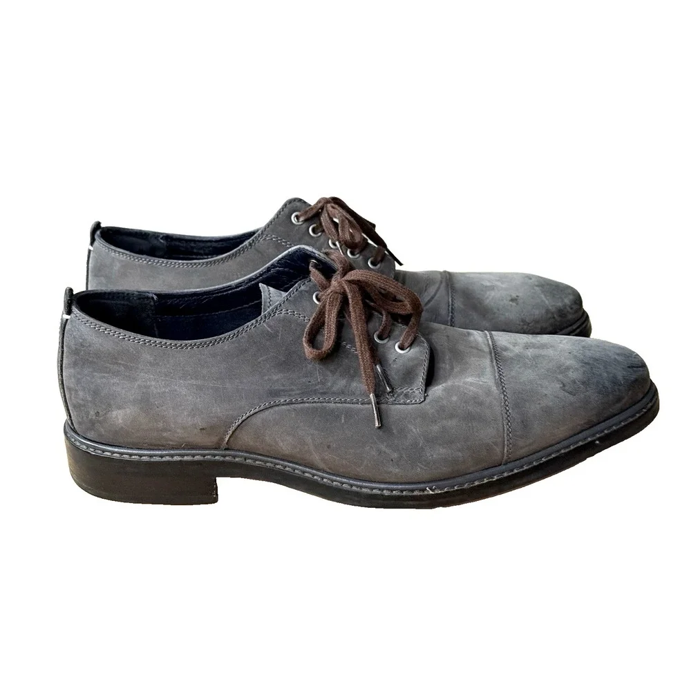 Cole Haan Grand OS Men's Shoes Gray Leather Lace Up Oxford Cap Toe Size‎ 8.5 M